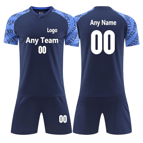 GEF1573ANTU Customized Football Jerseys Sports T-Shirt Hip Hop Jersey for Party Soccer Fan Jerseys for Kids Boys Girls Youth (Navy blue)
