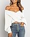 BTFBM Off The Shoulder Sweater for Women Winter Fall Fashion 2026 V Neck Long Sleeve Ribbed Knit Wrap Cropped Sweaters(White, Medium)