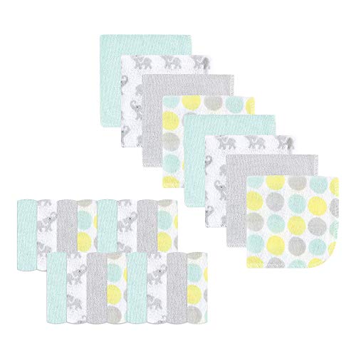 Image of Luvable Friends Unisex Baby Super Soft Bundle Washcloths, Gray Elephant, One Size