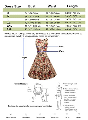 IHOT Women's Vintage Floral Sleeveless Elegant Casual Party Cocktail Wedding Night Dress. Apricot Floral Small - Thumbnail 5