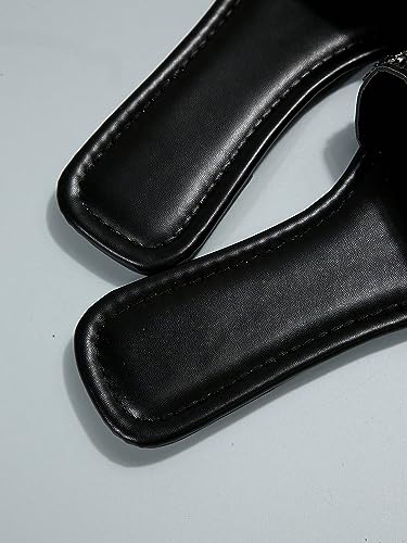 Verdusa Women'S Rhinestone Sandals Glitter Casual Sandal Flats Open Toe Sparkle Slides Black Cn40 thumb #4