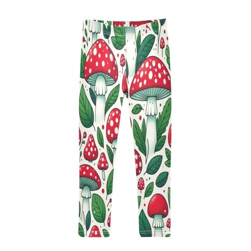 Bolaz Toddler Girls Leggings Printed Yoga Pants Leggings Green Leaves Mushroom for Kids