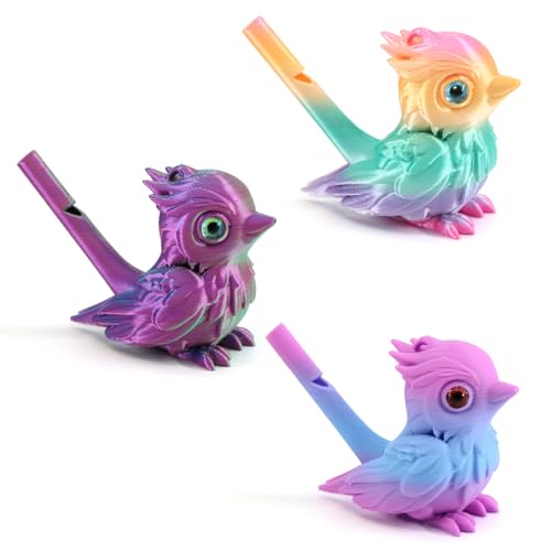 DEFORAGE 3Pcs 3D Printed Bird Whistles & Animal Ornaments