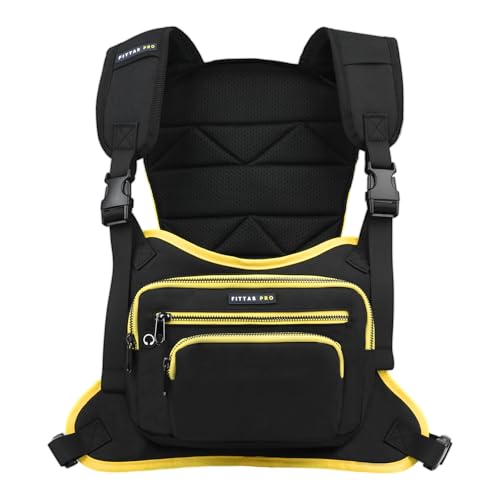Pro - Bolsa de pecho para hombres y mujeres, ligera y ajustable, EDC para deportes al aire libre, con bolsillo trasero de hidratación de 2 L para entrenamiento, correr, senderismo, ciclismo, viajes