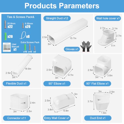 Image of Mini Split Line Set Cover: 3 Inch 15.5Ft DIY Decorative Outdoor PVC Tubing Cover Kit for Mini Split, Air Conditioner, Central AC and Heat Pumps