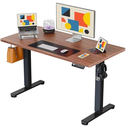 Image of ErGear Electric Standing Desk, 44 x 24 Inches Height Adjustable Stand up Desk, Sit Stand Home Office Desk, with Two-Piece Desktop (Espresso)