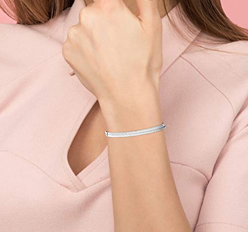 Savlano 925 Sterling Silver Herringbone Flat Snake Magic Chain Bracelet For Women & Men - Made in Italy Comes With a Gift Box4