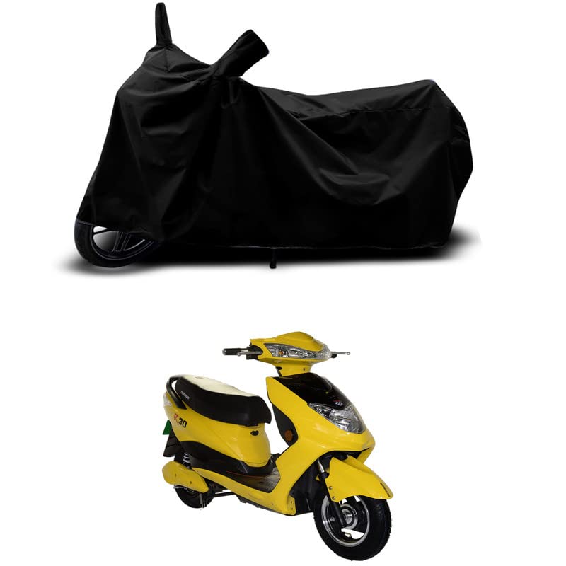 Image of 100% Scratchproof /UV-Rays /Heat Protection /Birds Dropping /Water Resistant /Dust Proof /Waterproof /Full Bike Scooty Two Wheeler Body Cover Compatible for Okinawa R30 STD All Varients[Black]