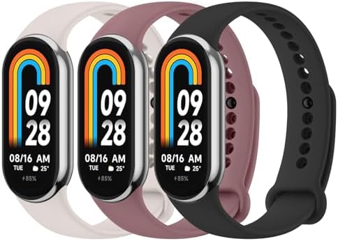 3 Pack Sport Straps for Xiaomi Mi Band 8/9/10, Soft Silicone Replacement Bands for Xiaomi Mi Band 8 &Xiaomi Mi Band 9& Xiaomi Mi Band 10 Fitness Tracker