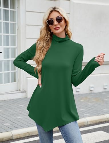 Image of JUSTFASHIONNOW Turtle Neck Shirts for Women Long Sleeve Fall Tunic Tops