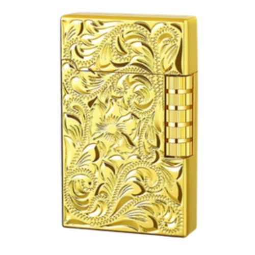 Image of Smoke King Sanji Retro Gas Lighter Pulley Ignition Lighter, Soft Flame Refillable Lighter, Collection & Gifting (Gold)