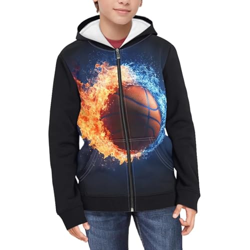 Boys Girls Pullover Hooded Sweatshirt Casual Zip up Long Sleeves Loose Coat with Pockets Size S-XL3