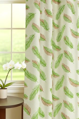 Image of DEVSANG Polyester (2 Print and 1 Solid) Grommet Curtains for Door 7 Feet Long Set of 3, Pista | Light-Filtering