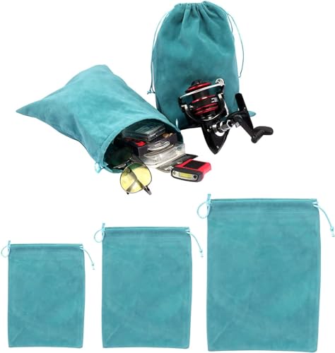 Jowxsx Green Large Drawstring Fishing Reel Storage Pouch Bag Portable Protect Tackle Fishing Gear Accessory Drawstring Bag Protectors Fishing Reel Pouch