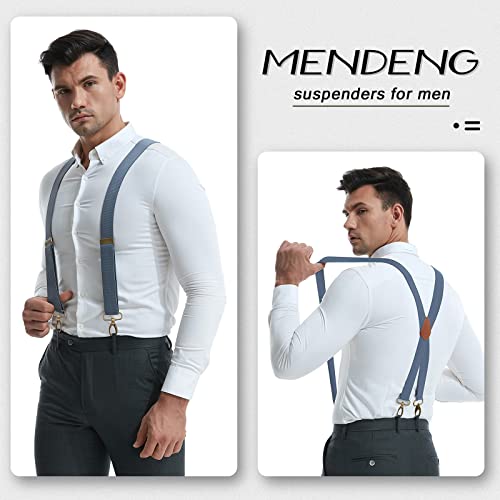 Image of MENDENG Suspenders for Men Heavy Duty Swivel Hooks Retro X-Back Adjustable Brace