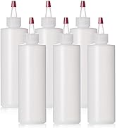 ljdeals 8 oz Plastic Squeeze Condiment Bottles, Red Tip Top Yorker Cap, made in USA, BPA Free, Di...