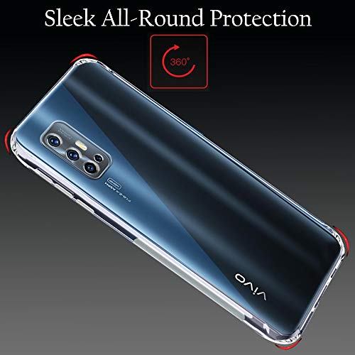 Image of TheGiftKart Ultra Clear Slim Shockproof Anti-Slip Grip Soft Back Cover Case with Best Camera Protection & Anti-Dust Plugs Built-in for Vivo V17 (Transparent)