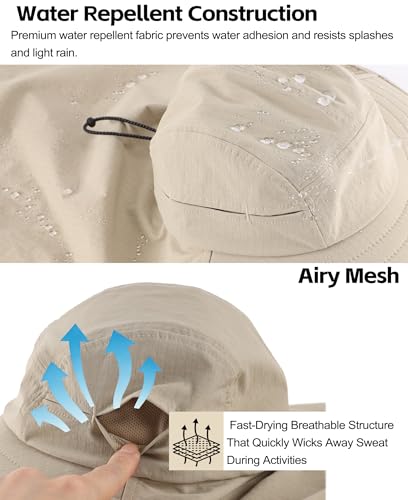Image of Home Prefer UPF 80+ Sun Hat for Men Women Wide Brim Sun Hat with Neck Flap Summer Beach UV Protection Gardening Fishing Hat
