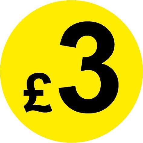 Permanent Adhesive - Black & Yellow 30mm Price Stickers/Labels from 10p to £5.25, 200, £3 — image 1