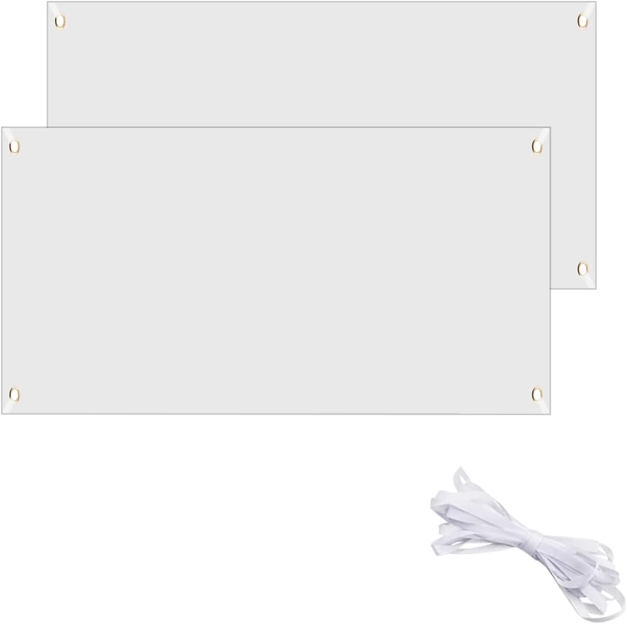 Polyester Blank Banner: Sets of 3.3 x 6 Ft Paintable Signs with Hanging Rope for Indoor/Outdoor Decor (White)