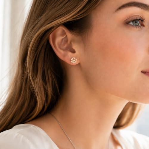 925 Sterling Silver Champagne CZ Stud Earrings for Women Birthstone Jewelry - image 3