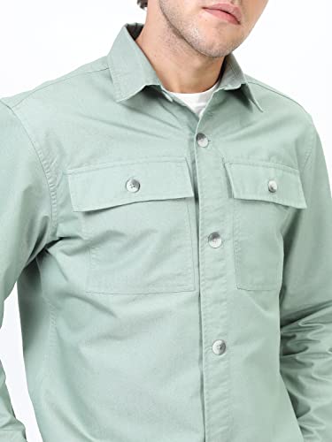 Image of Ketch Men's Polyester Slim Fit Solid Full Sleeve Over Shirt