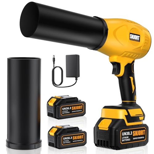 SNJORT Leaf Blower Cordless with Battery and Charger, 980,000 RPM, Extended Nozzle, Lightweight Handheld,Blower for Patio Cleaning,Leaves and Dust,Birthday Gifts for Men Dad Husband(Lemon Yellow)