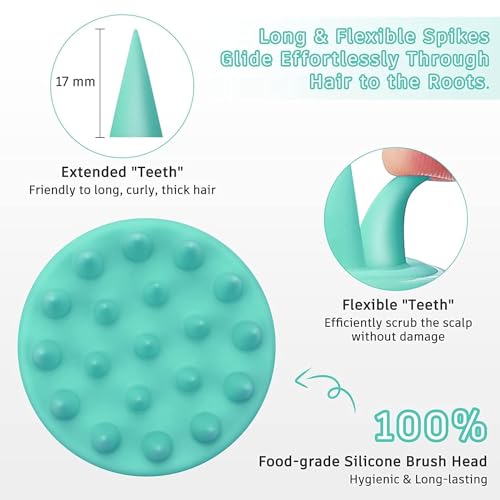 Image of Hair Massager Hair Scalp Massager Shampoo Brush+Hair Regrowth Roller With 540 Titanium Micro Needles+Face Stone Jade Roller With Gua Sha (Hair Sclap+Hair Growth Roller+Jade Roller)