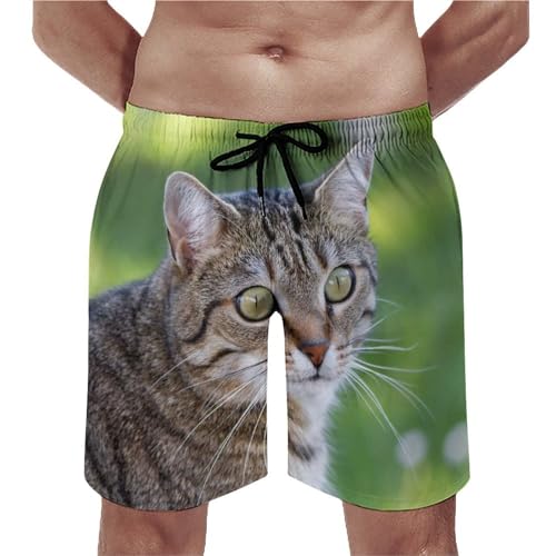 Shorts de bain homme chat avec poches et cordon de serrage taille S