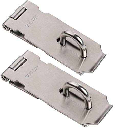 Image of SUS 304 Stainless Steel Padlock Hasp Door Clasp Gate Lock Latch 4 Inch (2 Pack)