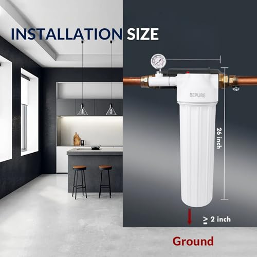 Image of Bepure MF Whole House Filtration System |Main Line Filter| Depth Filtration Technology | Inbuilt Pressure Gauge installed | Reduce turbidity, mud and smell in water