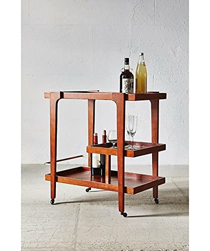 Image of Sheesham Wooden Folding Bar /Serving /Service Trolley (Teak Wood Shade)