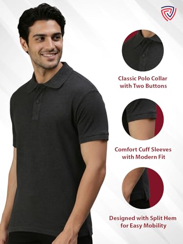 Image of Lux Cozi Men's Cotton Solid Polo Tshirt | Collar Tshirts | Half Sleeves | Stylish & Premium All Day Wear | Pack of 1