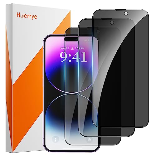Hoerrye 3 Pack Privacy Screen Protector For Iphone 14 Pro Max,28°Anti-Spy Hd Tempered Glass Film 2.5D Full Coverage Bubble Free Waterproof Anti-Scratch For Apple 6.7'' #TOP18