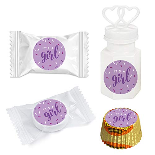 Andaz Press Chocolate Drop Labels Trio, Girl Baby Shower, Baby Sprinkle, Lavender, 216-Pack, Fits Kisses Party Favors, Decor, Decorations #TOP3