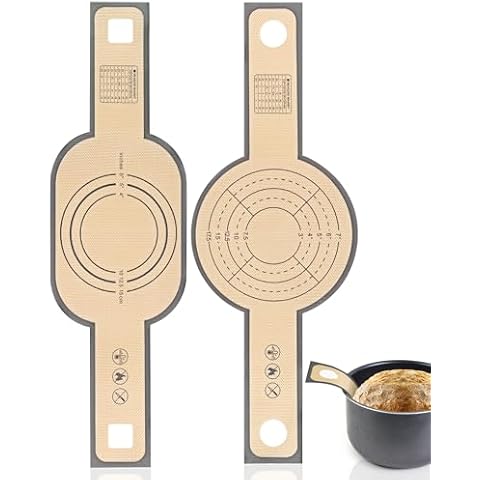 Silicone Bread Sling,2 Pack Bread Sling,Non-Stick Easy To Clean Reusable Sourdough Silicone Bread Sling With Lengthen and Widen The Handle,Heat Resistant Bread Baking Mat for Placing Sourdough Bread Cover