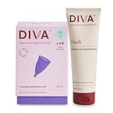 Diva Cup & Diva Wash Combo Pack - Medical Grade Silicone Cup for Period Care - Reusable Menstrual Cup - Cleaner for Period Cup - Cup Model 2 (for Wide Vaginal Canals, Post-Partum & Ages 35+)