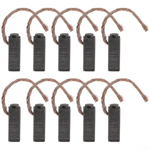 Volakebeing Juego de 10 escobillas de carbón para motor, 5 x 6 x 14 mm, para herramientas eléctricas, compatible con sierras circulares, taladros, amoladoras, aspiradoras y ventilador