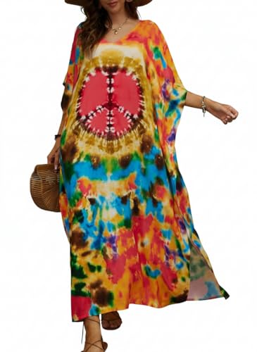 Image of Kaftan Dresses for Women Plus Size Summer Beach Dress with Print and Swim Cover Ups