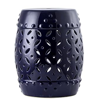 Alternative view of JLBENQIJL Ceramic Side Table 17" Height Garden Stool Outdoor End Table Porcelain Ceramic Drum-Shaped Round Patio Decorative Stool Display Stand Footrest, Royal Blue