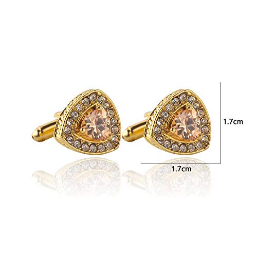 Hot Classic Manschettenknöpfe for Herren Damen Crystal Fashion Triangle Cuff Accessoires Shirt Cufflink (Color : Gold)