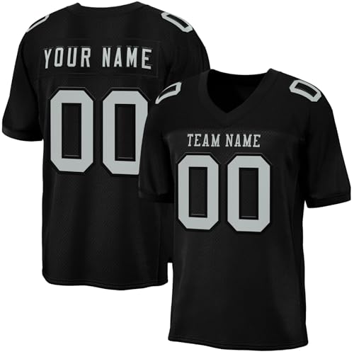 Camiseta de Fútbol Americano Personalizable con Nombre y Número   Transpirable para Grandes y Pequeños   Tallas S a 7XL   Múltiples Colores Negro
