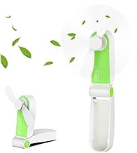 Hianjoo USB Mini Handventilator, Tragbarer Wiederaufladbar Handventilator und Standbar Faltbarer Lüfter für Zuhause Outdoor und Büro [2 Geschwindigkeit Einstellbar] - Grün