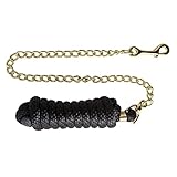 Schneiders Nylon Lead Rope with Brass Plated Chain | Durable & Rot-Resistant | 30 Brass-Plated Chain for Added Control | 8 Feet | Color Black