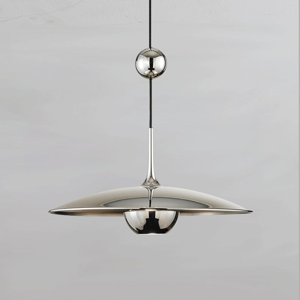 Suspension LED chromée E27 de 15,7 pouces pour table à manger et îlot de cuisine moderne