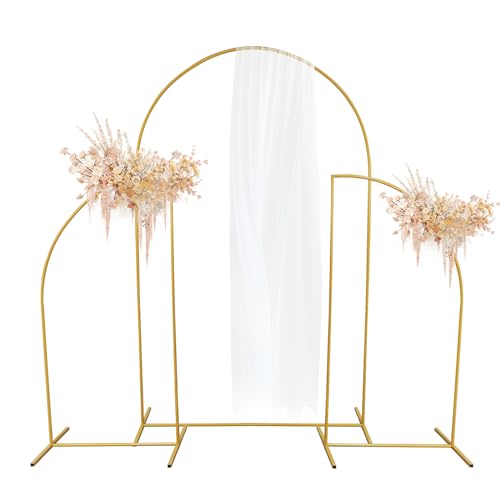 Wedding Arches for Ceremony,3Pcs/Set Wedding Arch Metal Geometric Irregular Garden Arch Easy Assembly Gold Backdrop Stant Balloon Arch for Bridal Birthday Baby Shower Party Decoration (Gold)