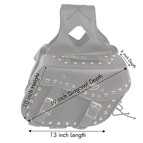Image of Milwaukee Leather Studded Throw-Over Motorcycle Saddlebags - Synthetic Leather - Universal Fit - Zip-Off - Medium