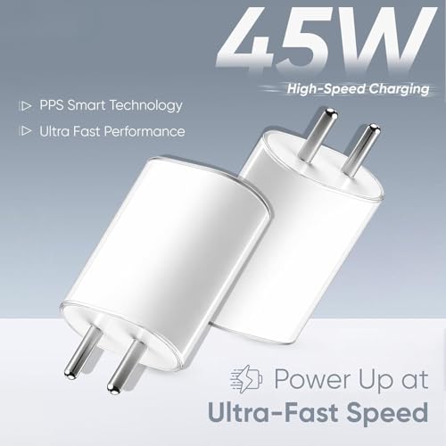 Image of MAK 45W USB C Fast Charger Adapter with Type C Cable Compatible with CMF Phone 1 /Nothing Phone 3a Pro /3a /2A /2a Plus /2 /Buds, White