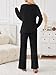 LILLUSORY 2 Piece Lounge Sets Matching Fall Outfits Pajamas Casual Travel 2025 Sweatsuits Soft Airport Wide Leg Clothes Long Sleeve Fashion Vacation Tracksuits Black M
