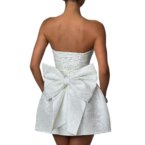 JUMISEE Embroidery Satin Homecoming Dress with Bow Modest Strapless Mini Dresses A Line Short Prom Dress Party Gown2